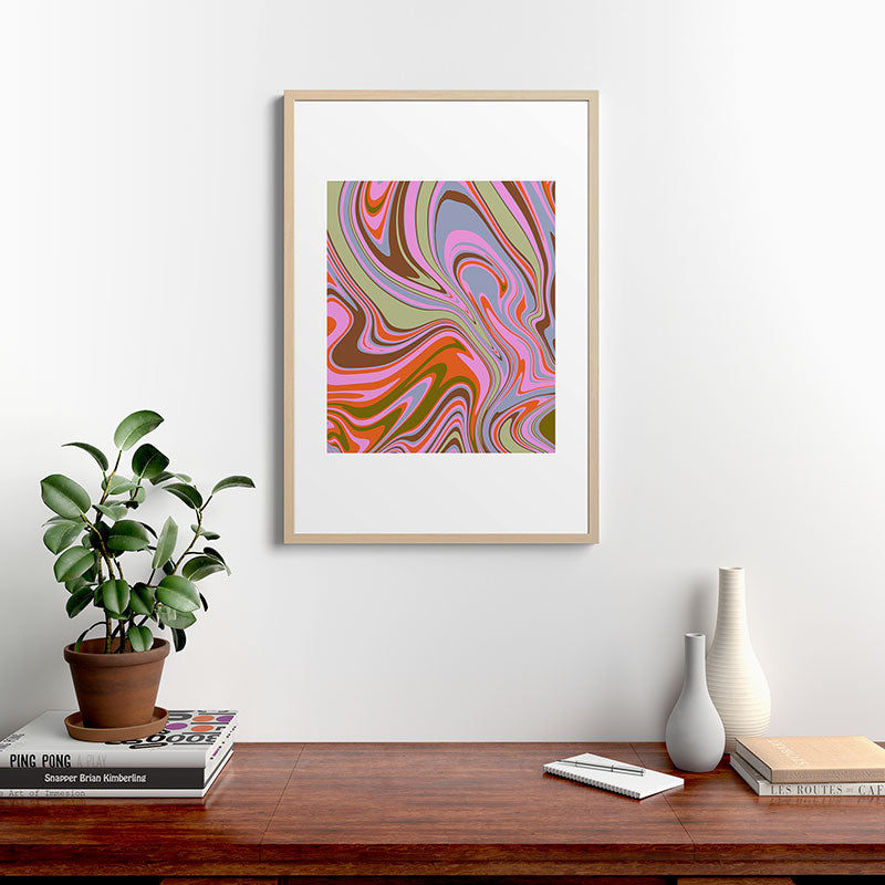 70s Psychedelic Swirl Framed Art Print