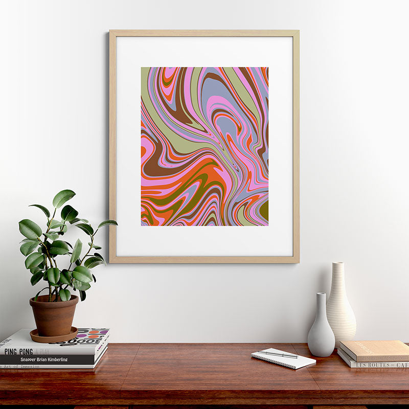 70s Psychedelic Swirl Framed Art Print