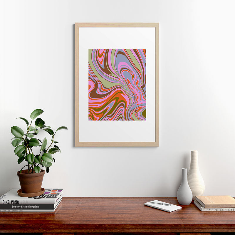 70s Psychedelic Swirl Framed Art Print