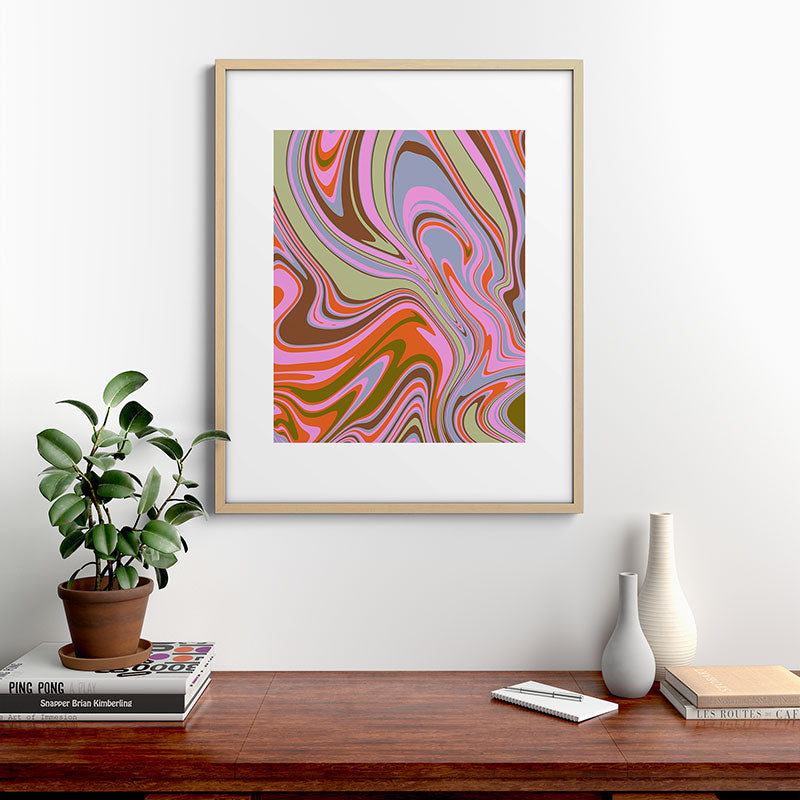 70s Psychedelic Swirl Framed Art Print