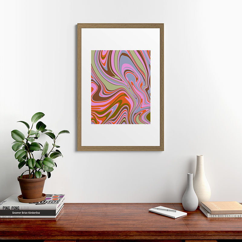 70s Psychedelic Swirl Framed Art Print