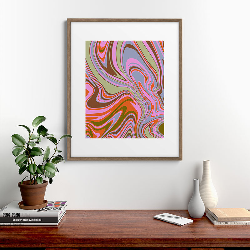 70s Psychedelic Swirl Framed Art Print