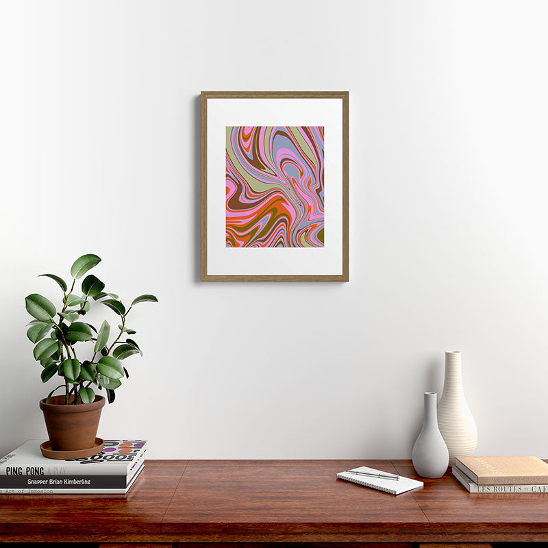 70s Psychedelic Swirl Framed Art Print