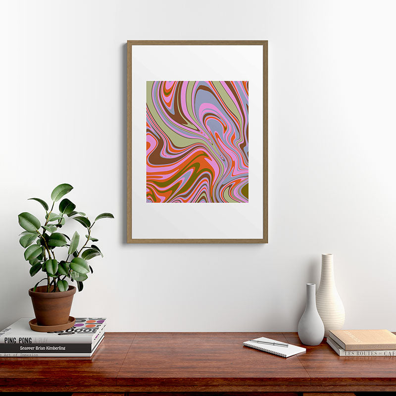 70s Psychedelic Swirl Framed Art Print