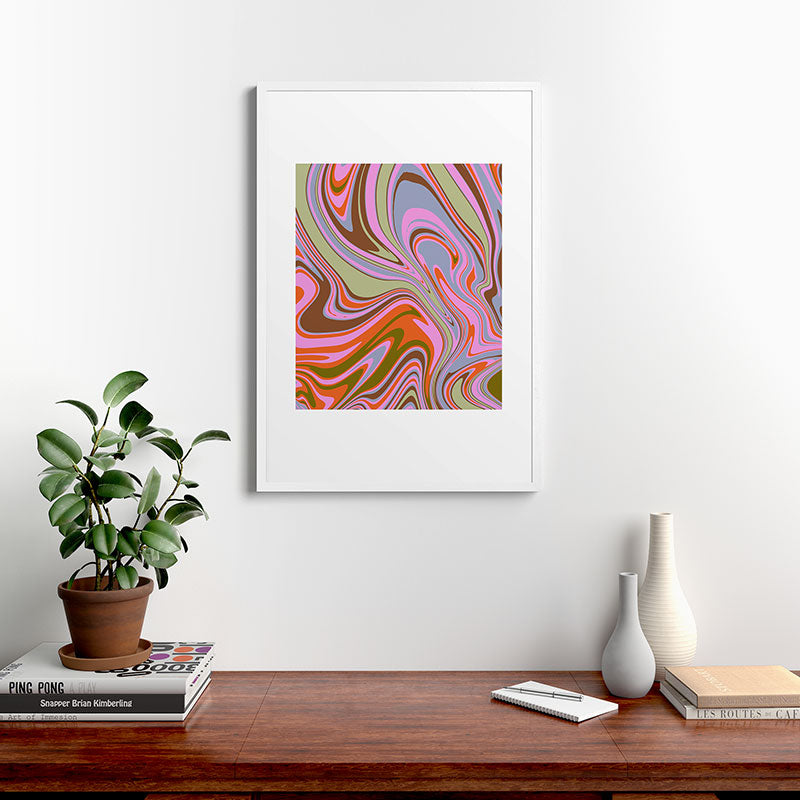 70s Psychedelic Swirl Framed Art Print