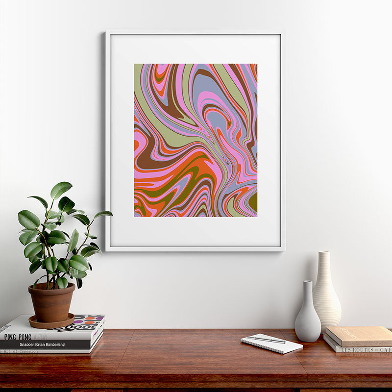 70s Psychedelic Swirl Framed Art Print