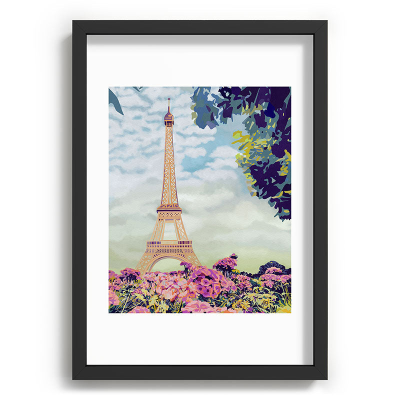 A Floral View of the Eiffel Tower Framed Art Print
