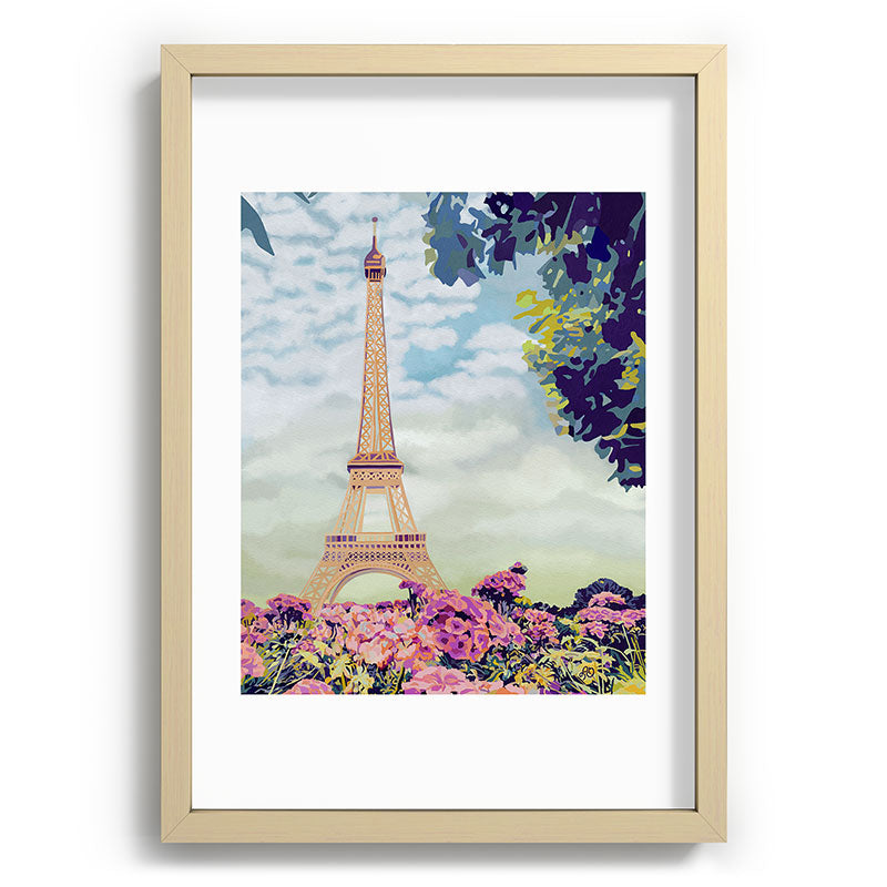 A Floral View of the Eiffel Tower Framed Art Print