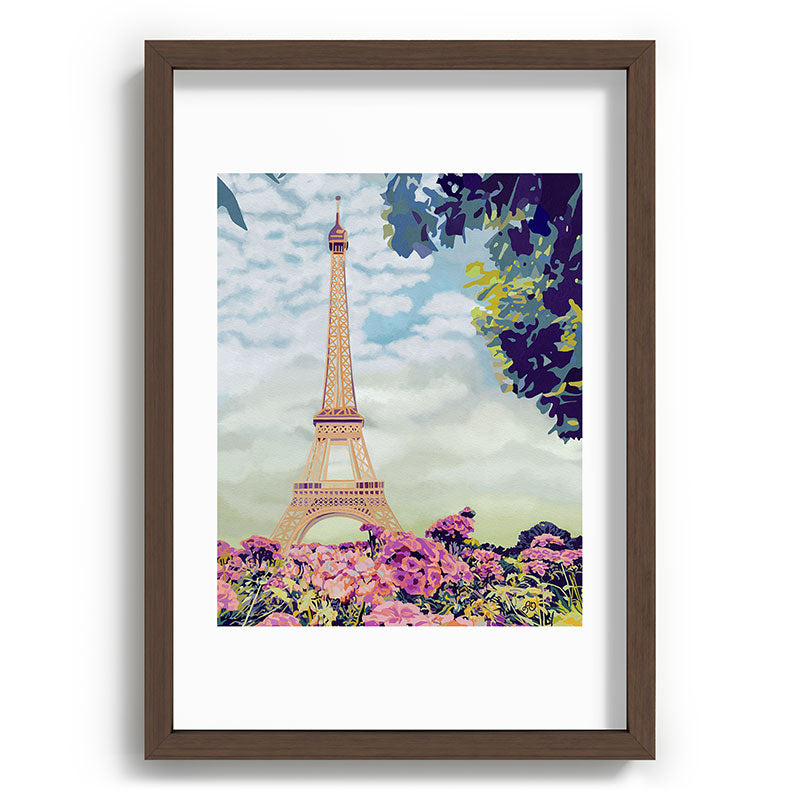 A Floral View of the Eiffel Tower Framed Art Print