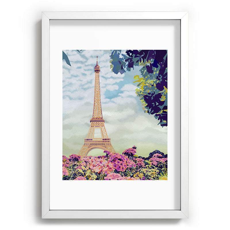 A Floral View of the Eiffel Tower Framed Art Print