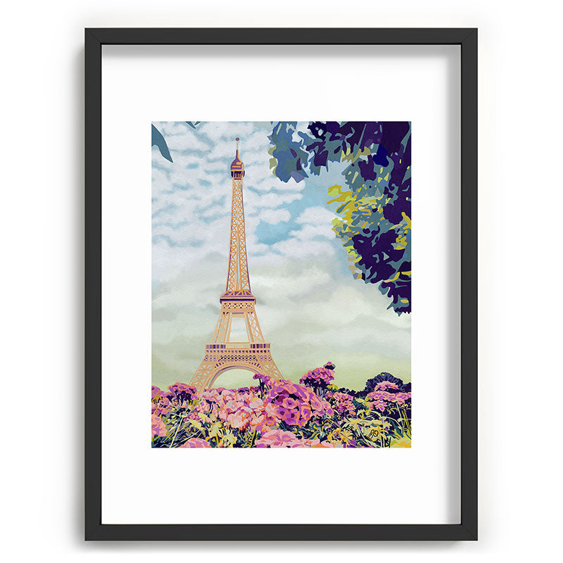 A Floral View of the Eiffel Tower Framed Art Print