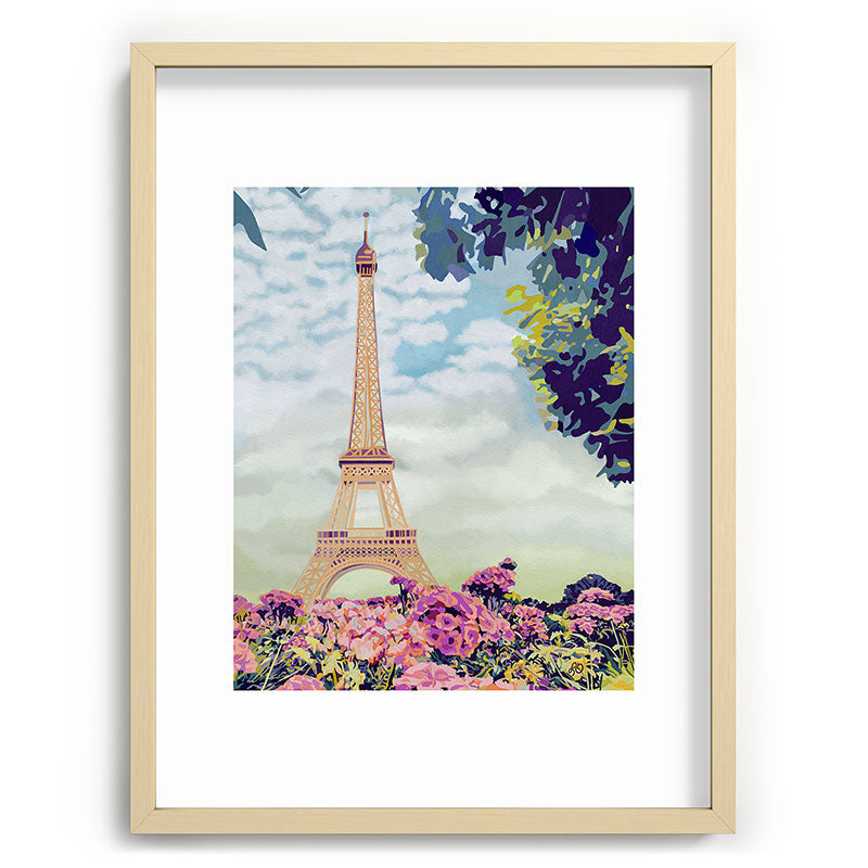 A Floral View of the Eiffel Tower Framed Art Print