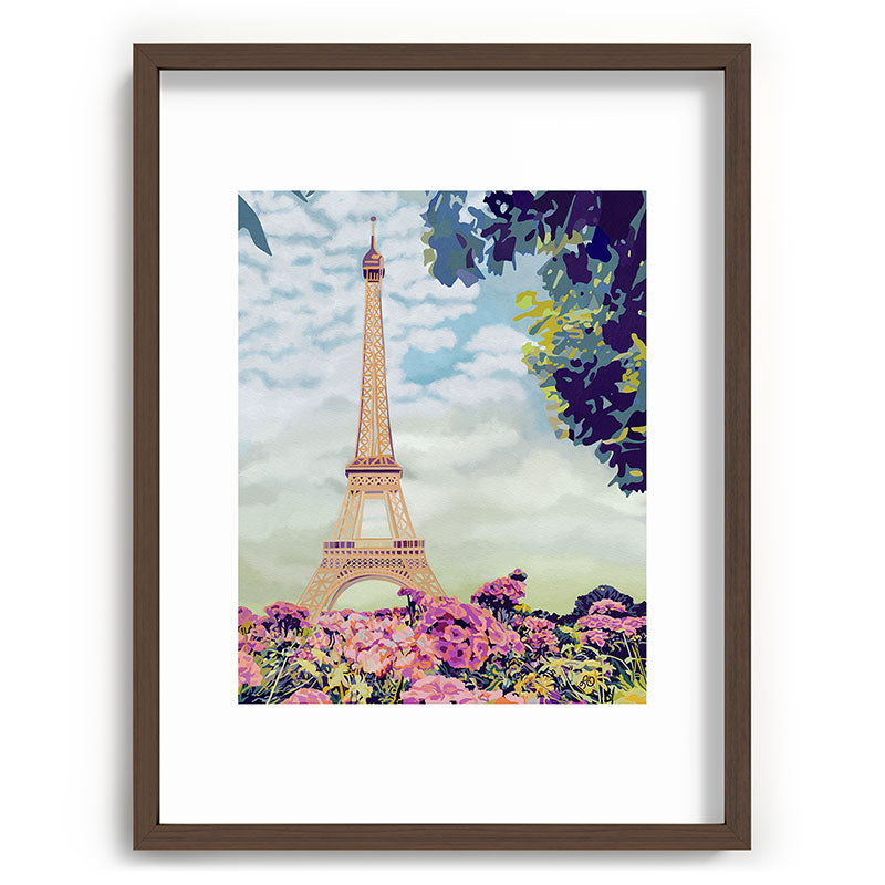 A Floral View of the Eiffel Tower Framed Art Print