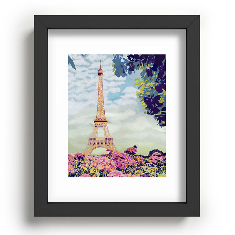 A Floral View of the Eiffel Tower Framed Art Print