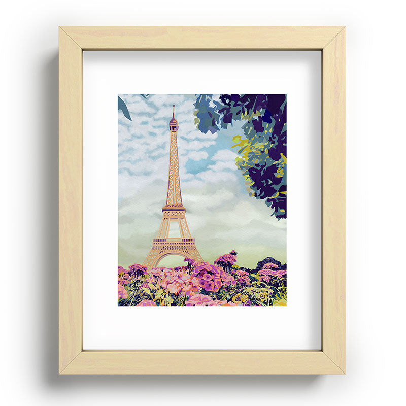 A Floral View of the Eiffel Tower Framed Art Print
