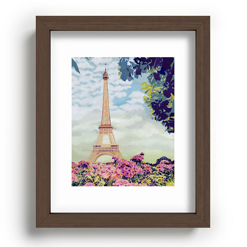 A Floral View of the Eiffel Tower Framed Art Print
