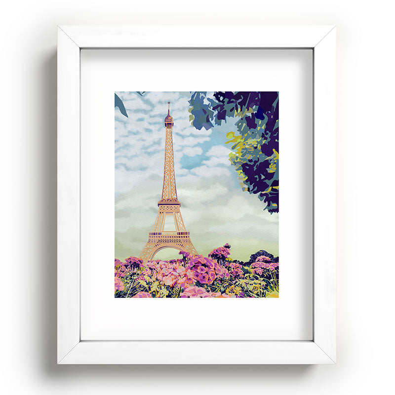 A Floral View of the Eiffel Tower Framed Art Print