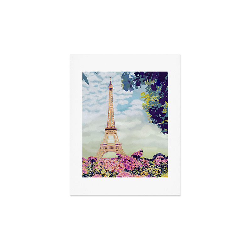 A Floral View of the Eiffel Tower Art Print