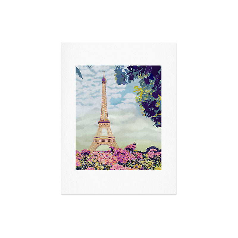 A Floral View of the Eiffel Tower Art Print