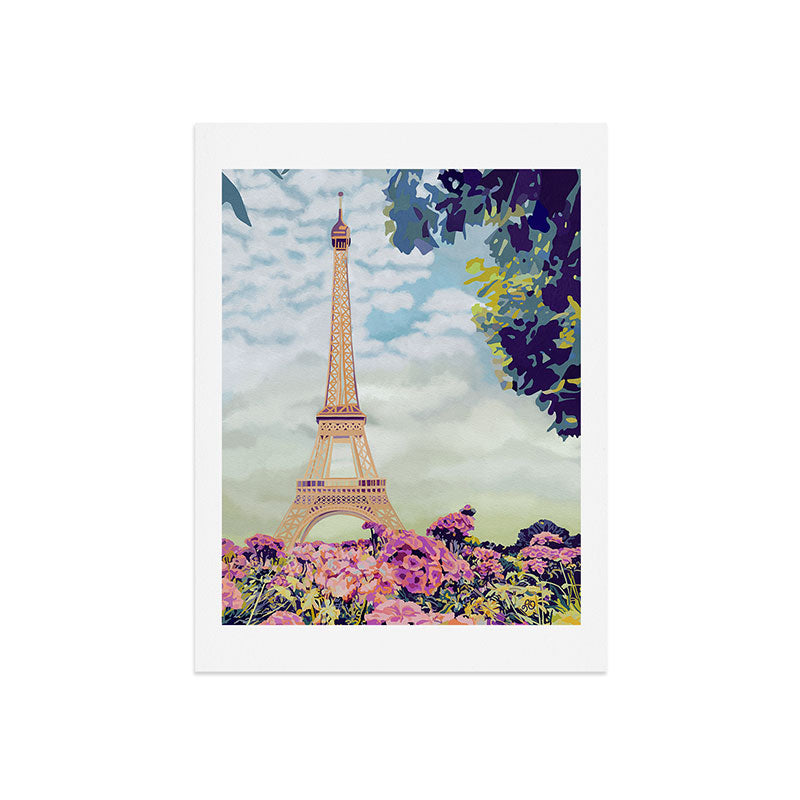 A Floral View of the Eiffel Tower Art Print