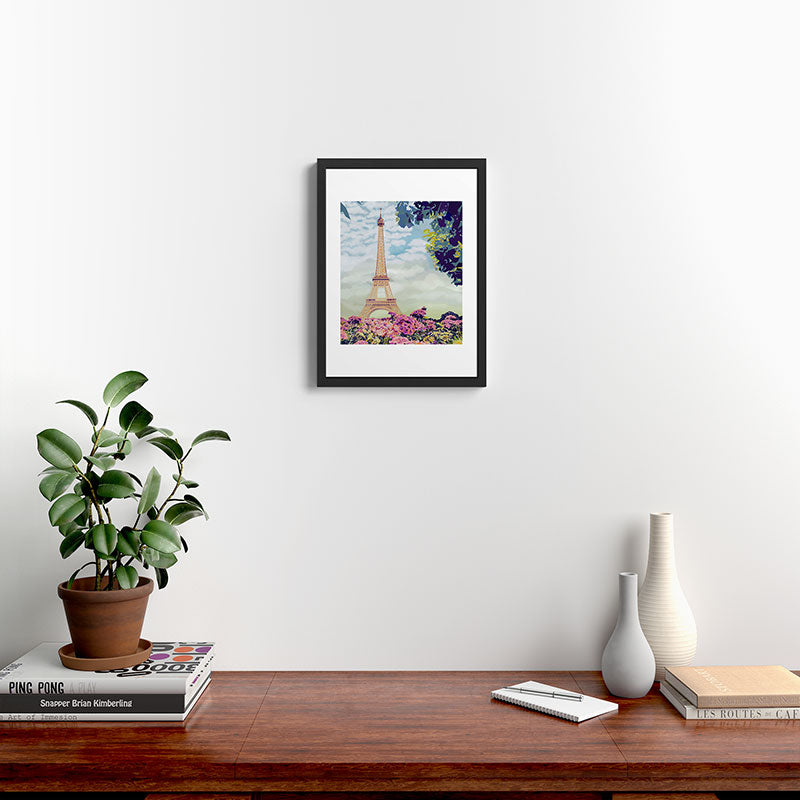 A Floral View of the Eiffel Tower Framed Art Print