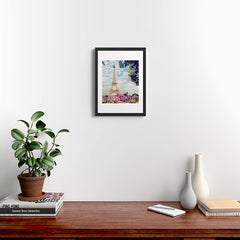 A Floral View of the Eiffel Tower Framed Art Print