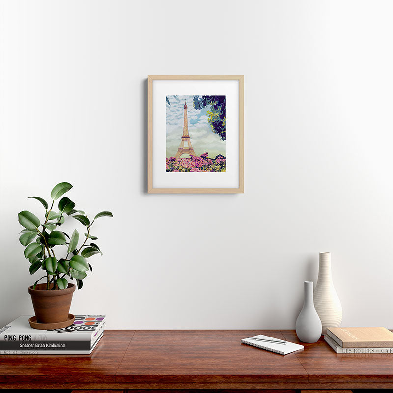 A Floral View of the Eiffel Tower Framed Art Print