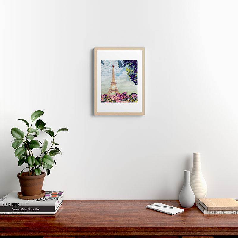 A Floral View of the Eiffel Tower Framed Art Print