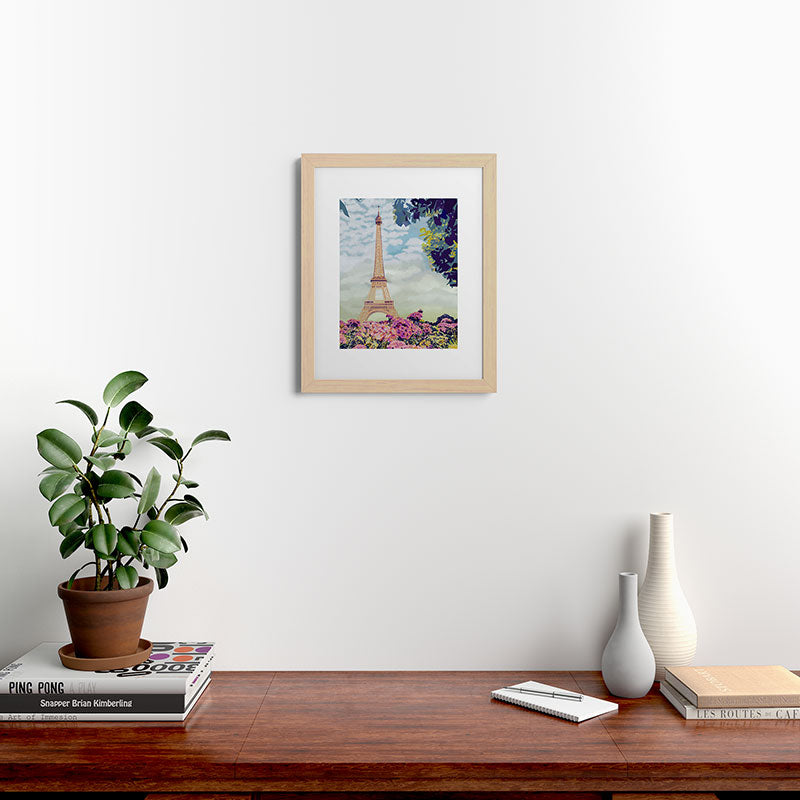 A Floral View of the Eiffel Tower Framed Art Print