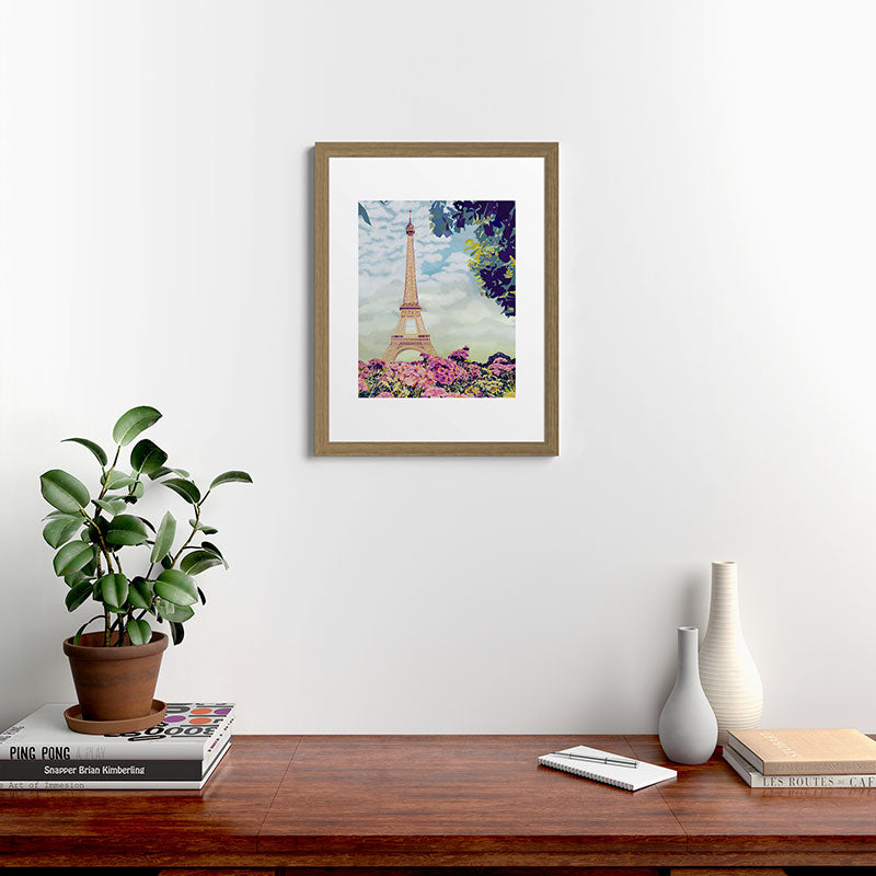 A Floral View of the Eiffel Tower Framed Art Print