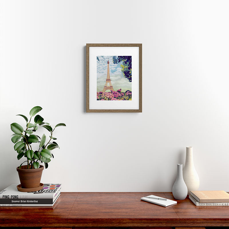 A Floral View of the Eiffel Tower Framed Art Print