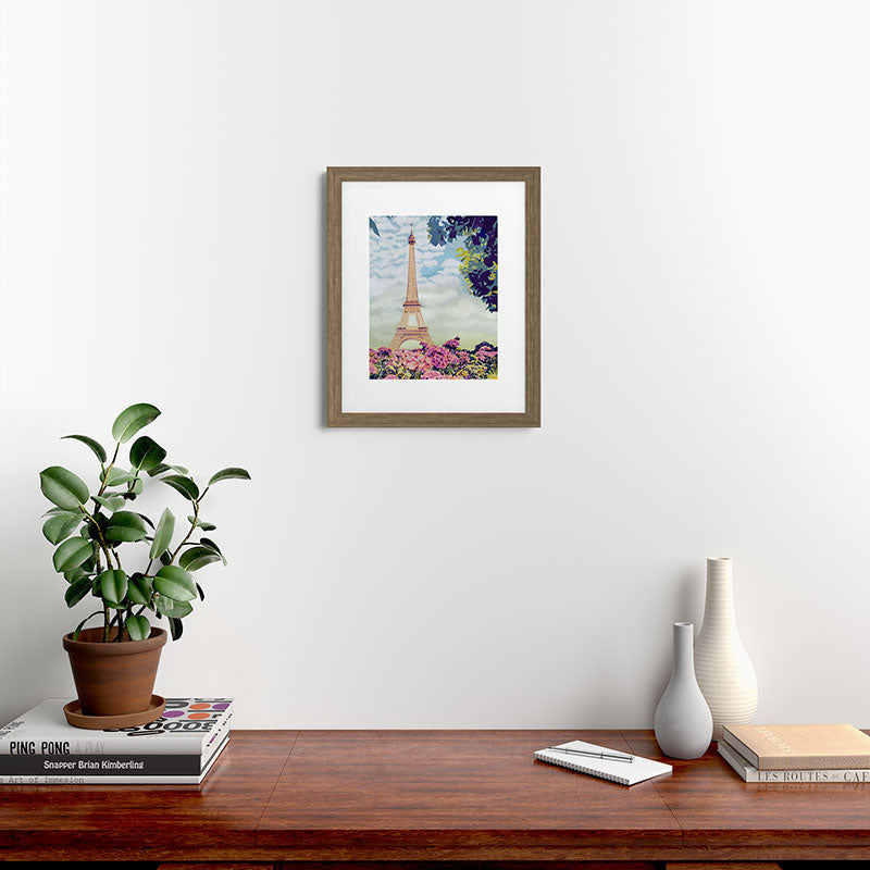 A Floral View of the Eiffel Tower Framed Art Print