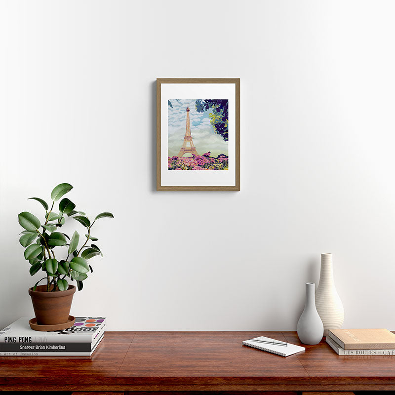 A Floral View of the Eiffel Tower Framed Art Print