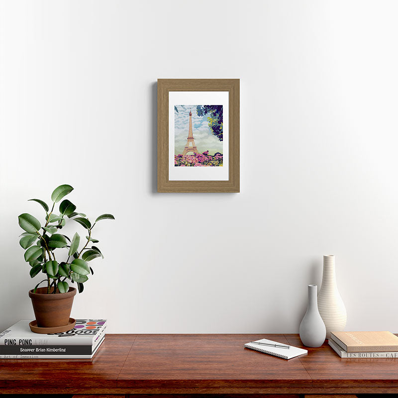 A Floral View of the Eiffel Tower Framed Art Print