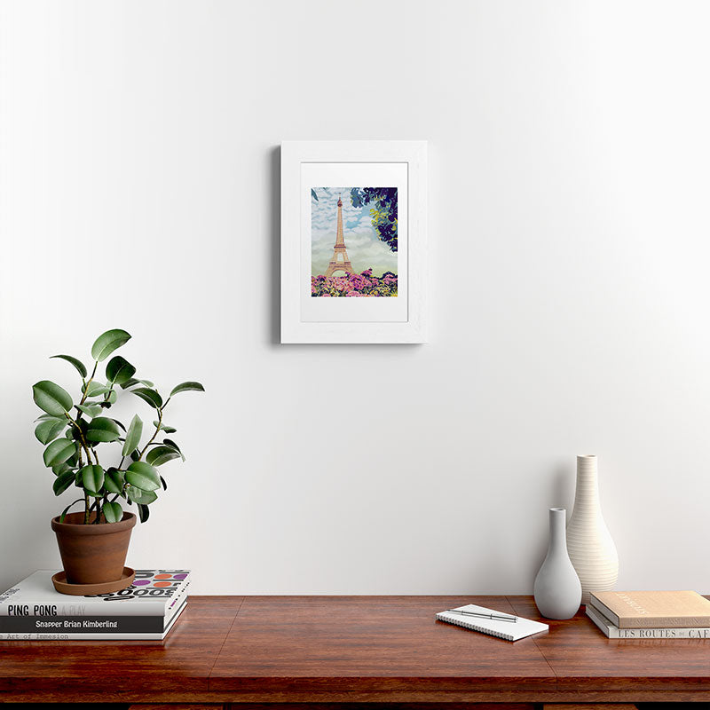A Floral View of the Eiffel Tower Framed Art Print
