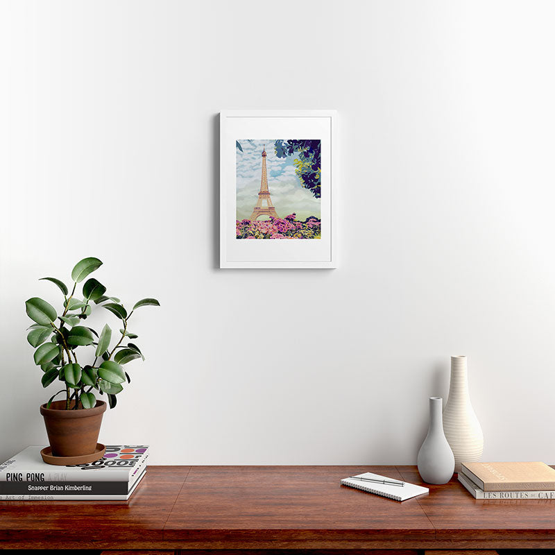 A Floral View of the Eiffel Tower Framed Art Print