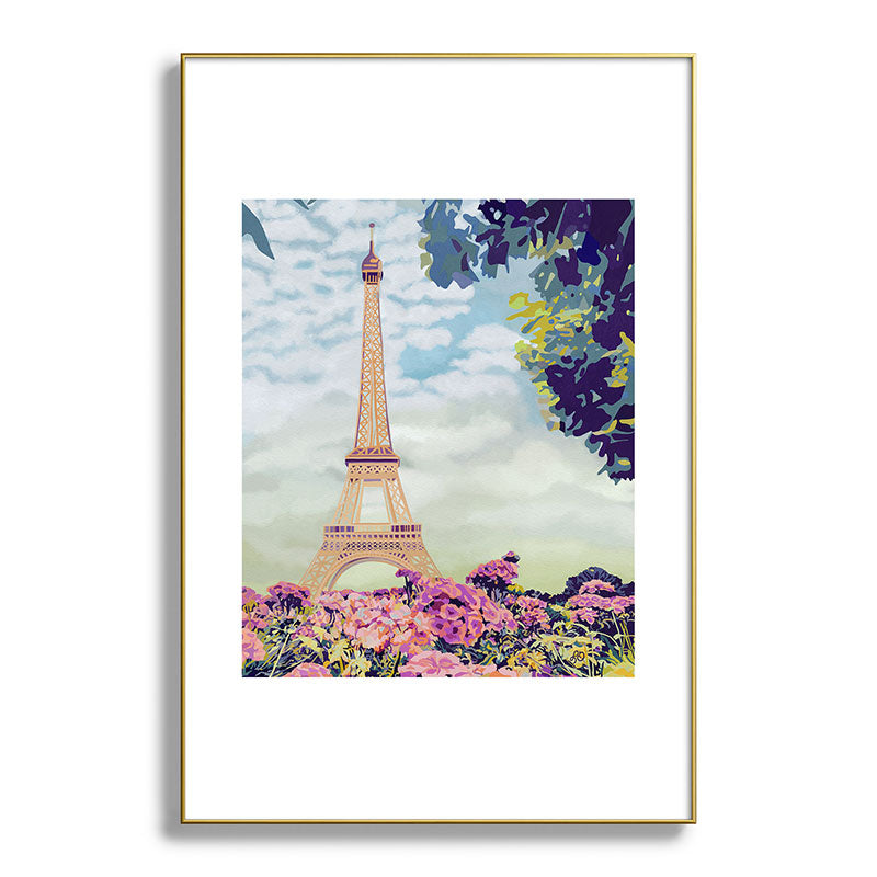 A Floral View of the Eiffel Tower Framed Art Print