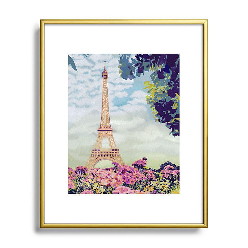 A Floral View of the Eiffel Tower Framed Art Print
