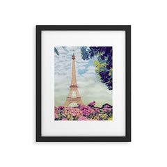 A Floral View of the Eiffel Tower Framed Art Print