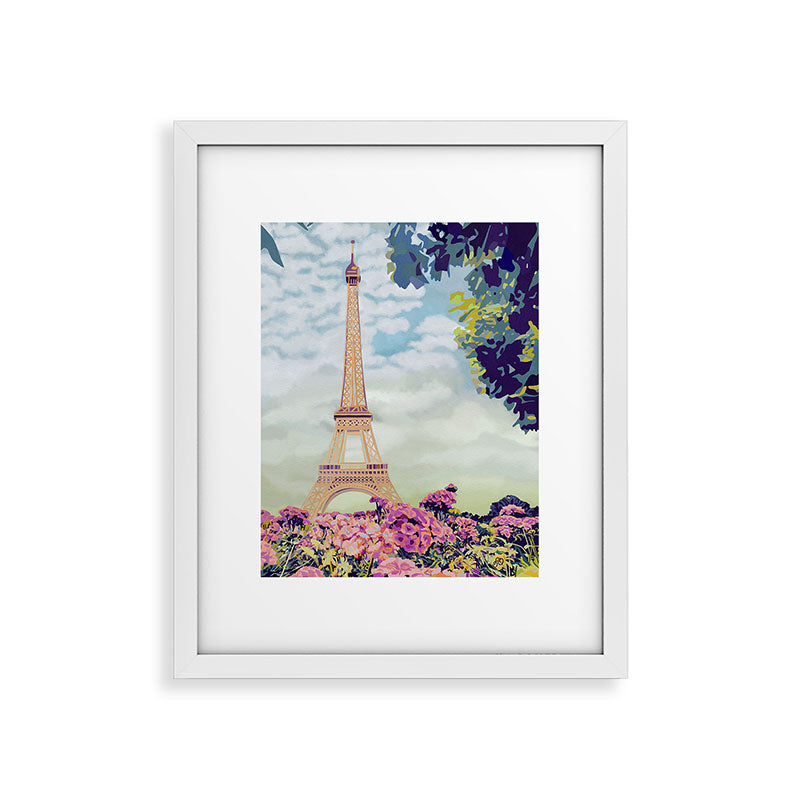 A Floral View of the Eiffel Tower Framed Art Print