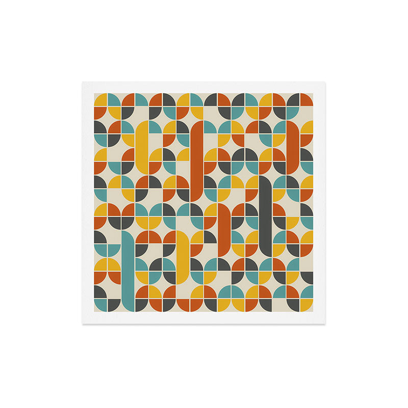 1970s Colors Mid Century Modern Geometric Pattern  Art Print
