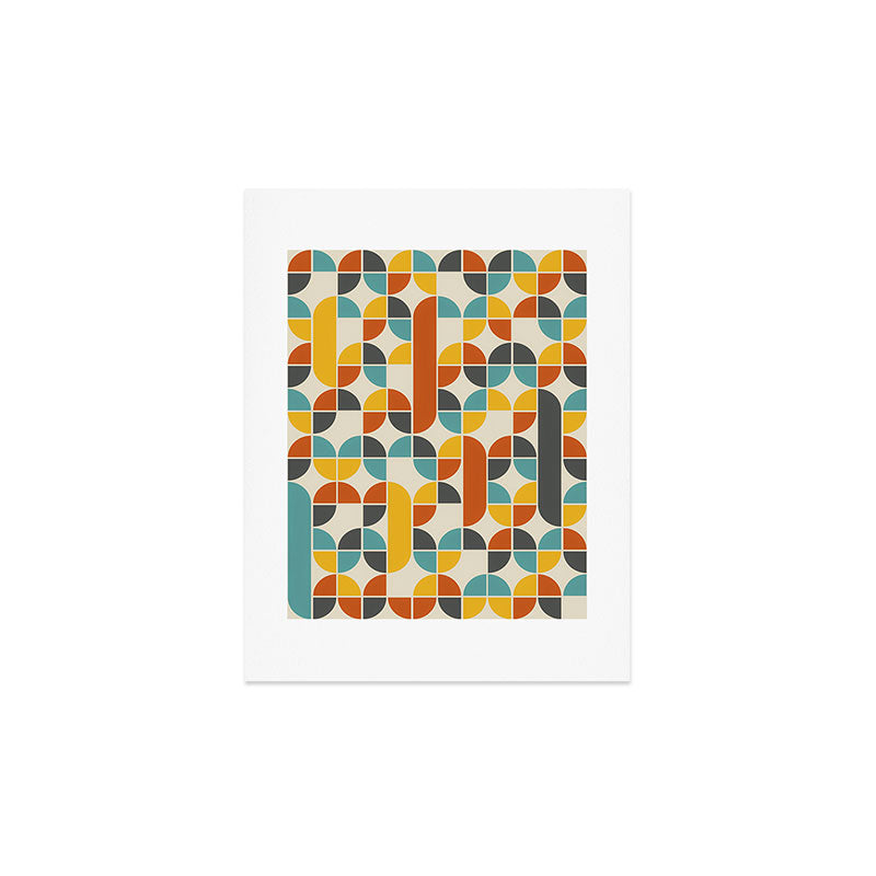 1970s Colors Mid Century Modern Geometric Pattern  Art Print