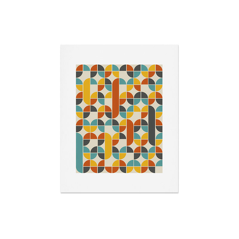 1970s Colors Mid Century Modern Geometric Pattern  Art Print
