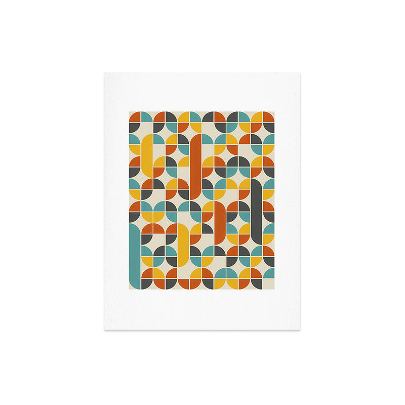 1970s Colors Mid Century Modern Geometric Pattern  Art Print