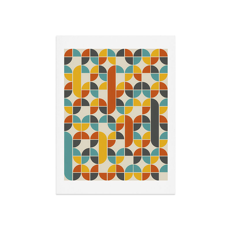 1970s Colors Mid Century Modern Geometric Pattern  Art Print