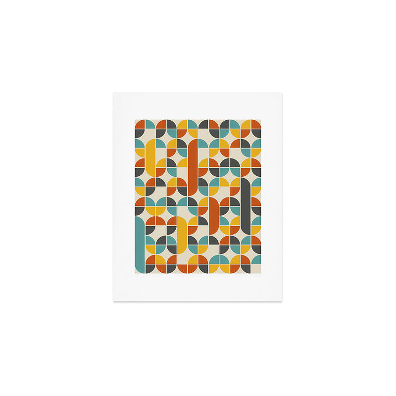 1970s Colors Mid Century Modern Geometric Pattern  Art Print