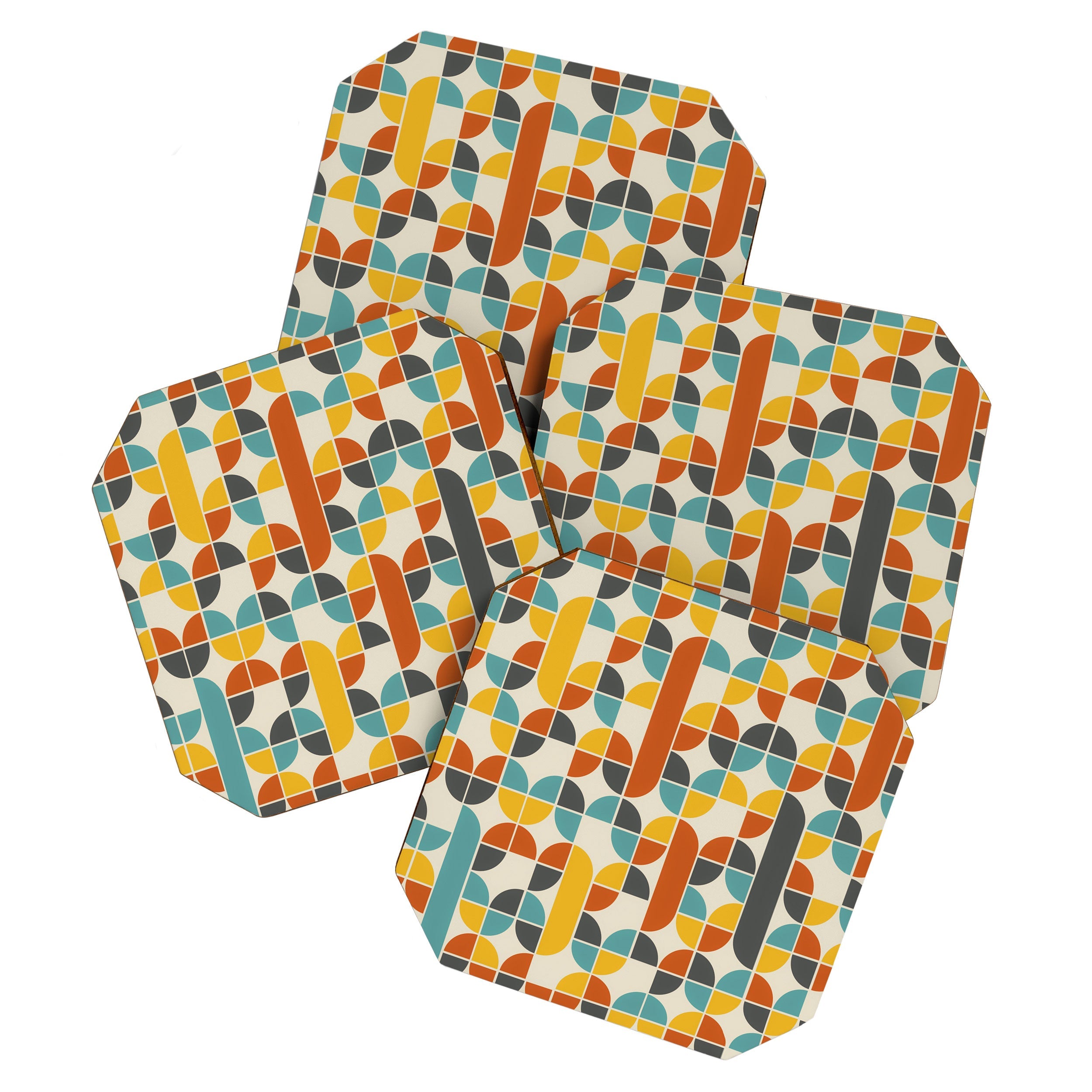 1970s Colors Mid Century Modern Geometric Pattern  Coaster