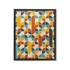 1970s Colors Mid Century Modern Geometric Pattern  Framed Canvas Print