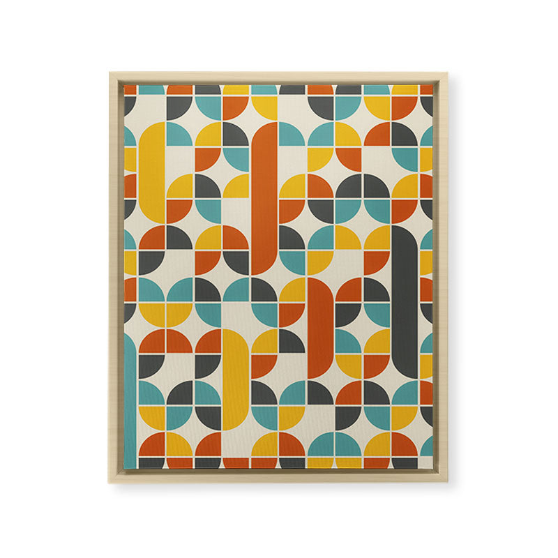1970s Colors Mid Century Modern Geometric Pattern  Framed Canvas Print