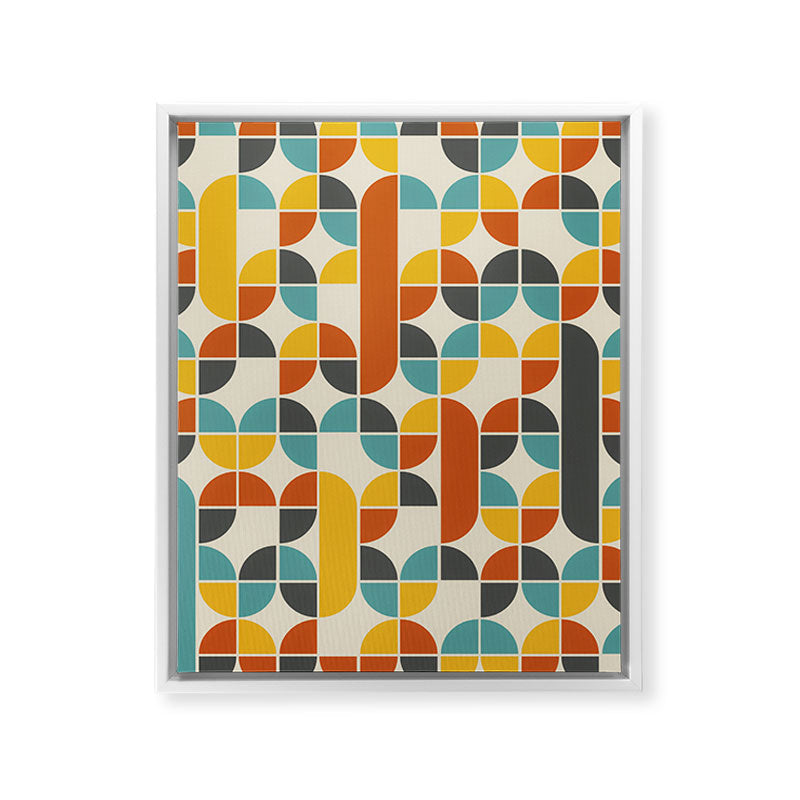 1970s Colors Mid Century Modern Geometric Pattern  Framed Canvas Print